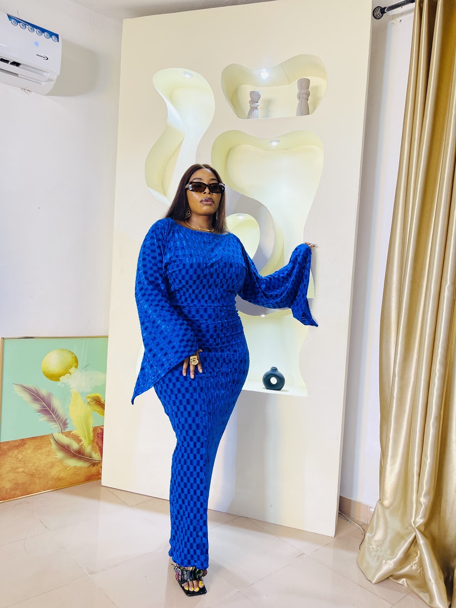 Royal Blue Fitted Lycra Dress - Image 2