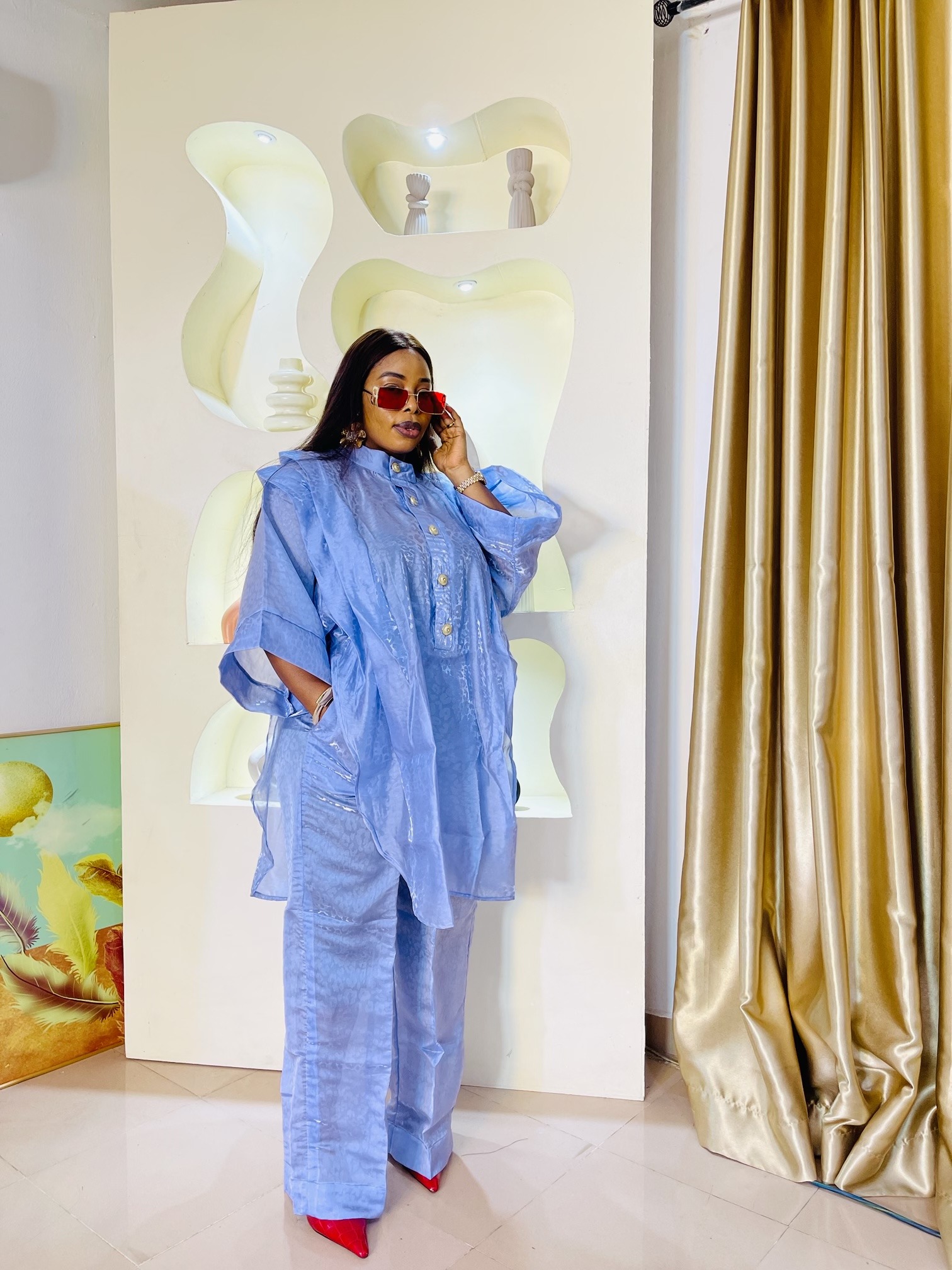 Sky Blue Organdy 2PCS Set - Image 2